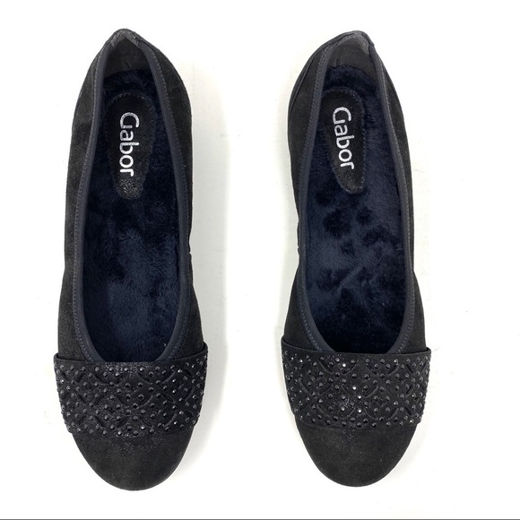 Gabor Black Bling Flats faux fur lined 74.160.80 - Picture 4 of 11